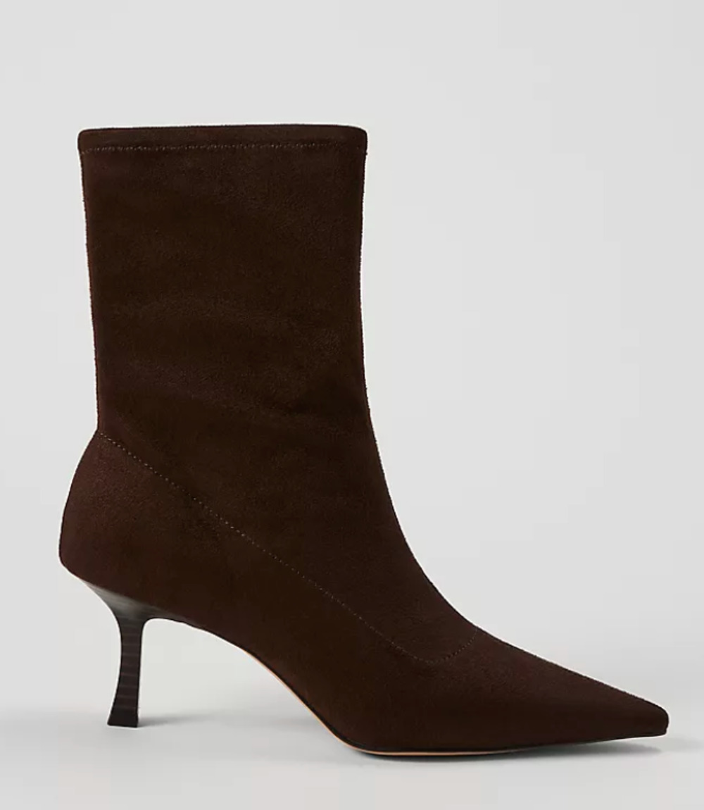 NEW ANN TAYLOR BLACK MICROSTRETCH FAUX SUEDE POINTY TOE ANKLE BOOTIE BOOTS 10